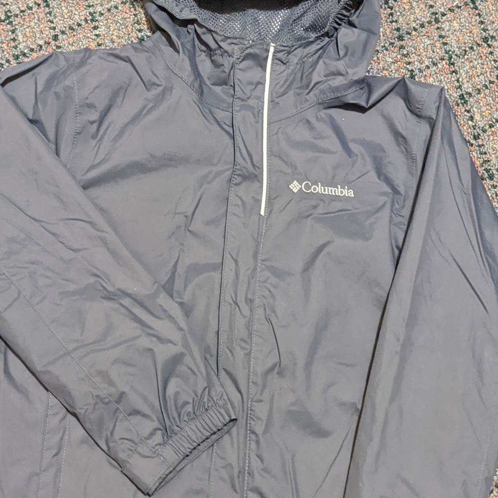 Columbia Youth Gray hooded rain jacket sz Y SM